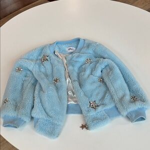 Lola + The Boys Sky Blue Faux Fur Jacket